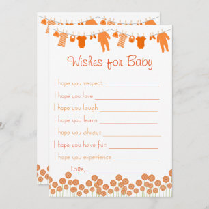 Orange Baby Shower Wishes For Baby Game Invitation