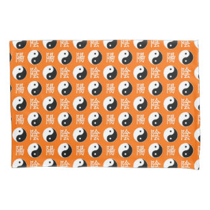 Orange Background Chinese Yinyang Pattern Pillowcase