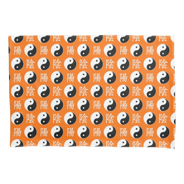 Orange Background Chinese Yinyang Pattern Pillowcase (Front)