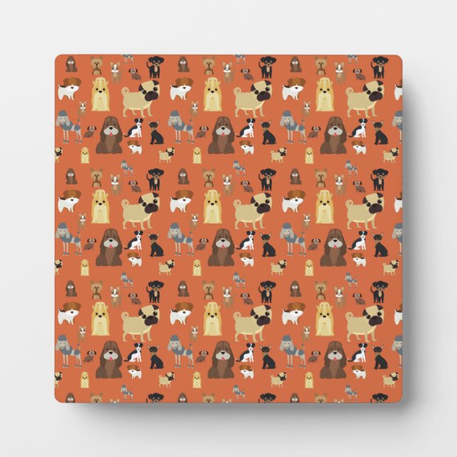 orange background dogs pattern. plaque (Front)
