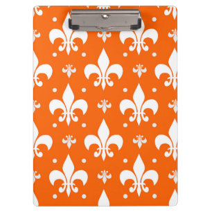 Orange Background Fleur-de-lis Pattern Design Clipboard