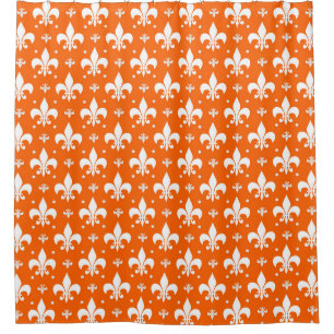 Orange Background Fleur-de-lis Pattern Design Shower Curtain