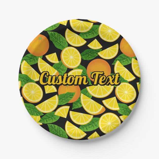 Orange Background Paper Plate (Front)