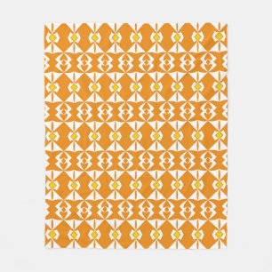 Orange background with align repeated abstract pat fleece blanket