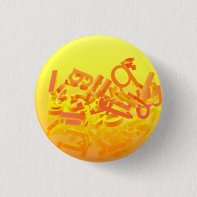 Orange background with letters 3 cm round badge (Front)