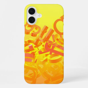 Orange background with letters iPhone 16 plus case