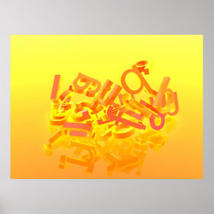 Orange background with letters poster
