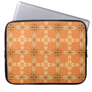 Orange background with repeated tribe abstractabst laptop sleeve