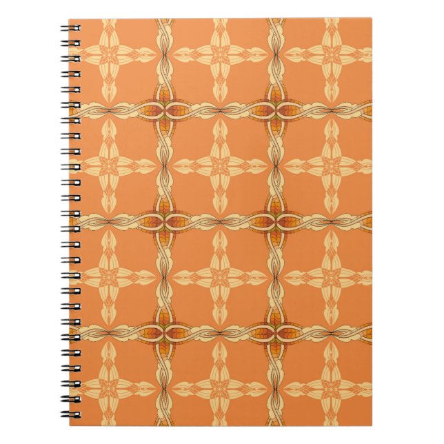 Orange background with repeated tribe abstractabst notebook (Front)