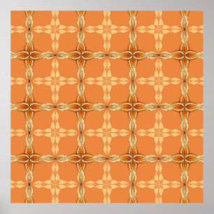 Orange background with repeated tribe abstractabst poster