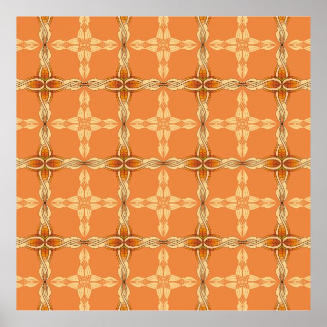 Orange background with repeated tribe abstractabst poster (Front)