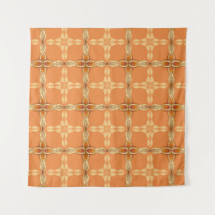 Orange background with repeated tribe abstractabst tapestry