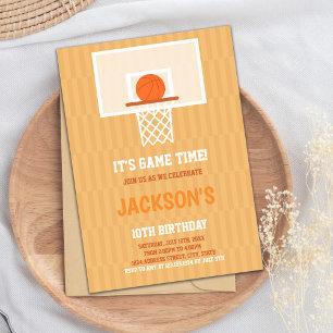 Orange Backside Basketball Birthday Invitations