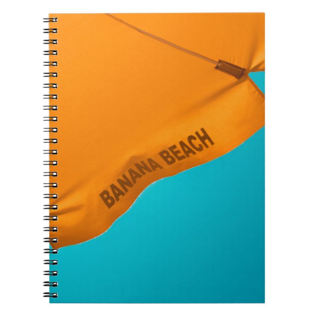 Orange banana beach-printed umbrella notebook (Front)