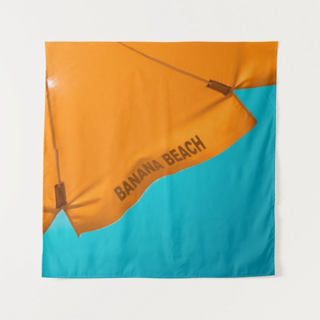 Orange banana beach-printed umbrella tapestry (Front)