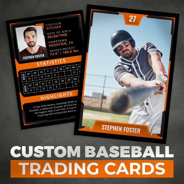 Orange Baseball Trading Card - Player Profile (Creator Uploaded)