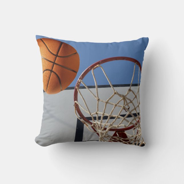 Orange Basketball About To Score Points, Cushion (Front)