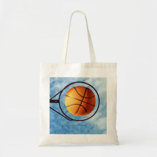 Orange Basketball Above The Ring, Tote Bag