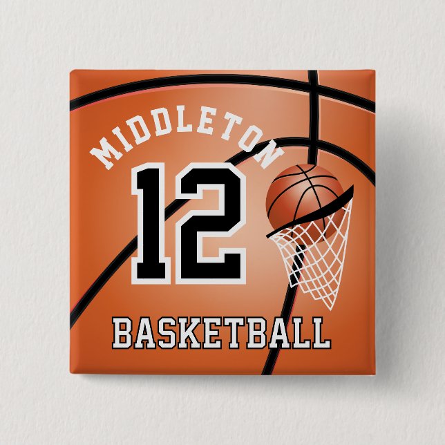 Orange Basketball 🏀 and Hoop | DIY Text Button (Front)