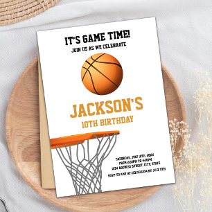 Orange Basketball Ball Birthday Invitations