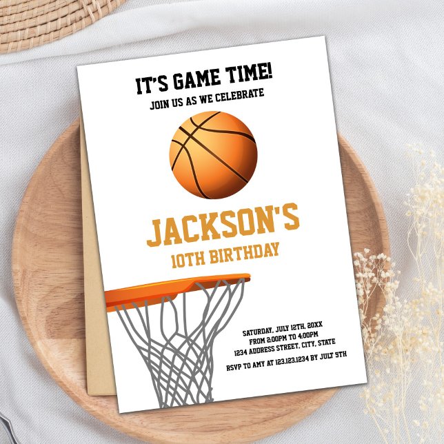 Orange Basketball Ball Birthday Invitations (Orange Basketball Ball Birthday Invitations)