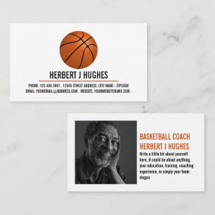 Orange Basketball, Basketball Player, Coach, Photo Business Card
