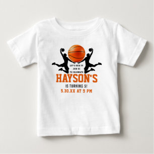 orange basketball Boy 5TH Birthday Party Baby T-Shirt