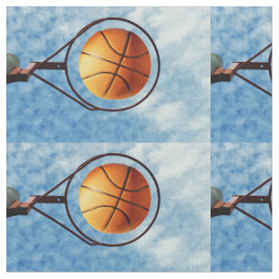 Orange Basketball In A Basketball Hoop, Fabric