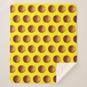 Orange Basketball Pattern, Sherpa Blanket