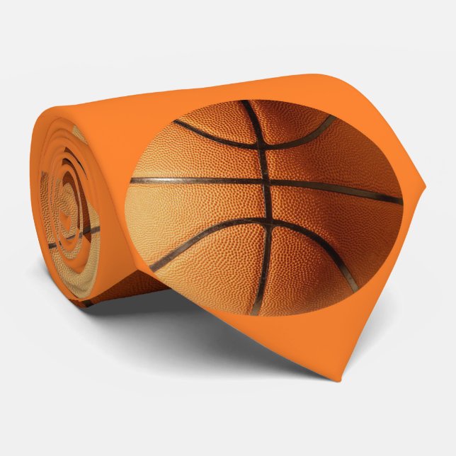 Orange Basketball Pattern, Tie (Rolled)