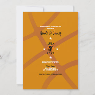 Orange Basketball Sports Theme Wedding   Invitation