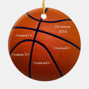Orange Basketball with names Ceramic Ornament