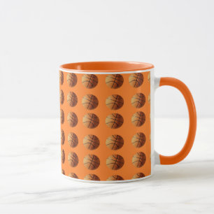Orange Basketballs On Orange Background, Mug