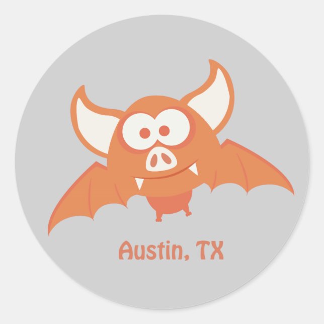 Orange Bat - Austin, TX Classic Round Sticker (Front)