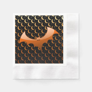 Orange Bat Quarter Moons Luncheon Napkins