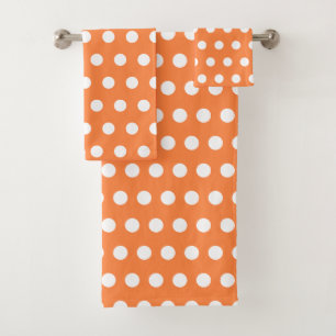 Orange Bath Towel with White Dots - Choose Colours