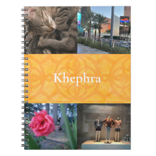 Orange Batik Collage and Name Notebook