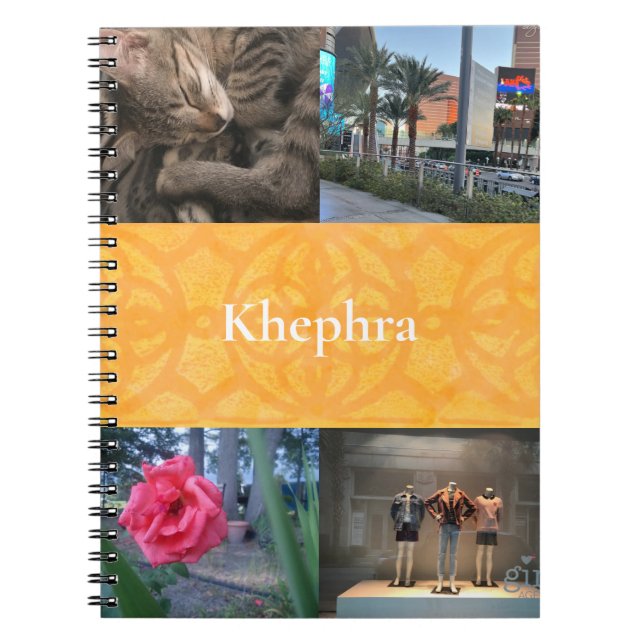 Orange Batik Collage and Name  Notebook (Front)