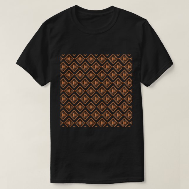 Orange Batik Flower Art Pattern   T-Shirt (Design Front)