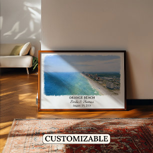 Orange Beach Alabama Poster, Watercolor, Custom Poster