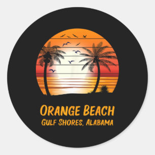 Orange Beach Gulf Shores Alabama Vintage Sunset Re Classic Round Sticker