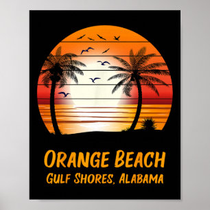 Orange Beach Gulf Shores Alabama Vintage Sunset Re Poster