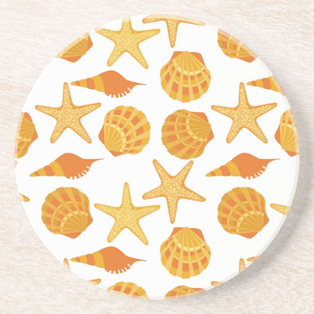 Orange Beach Shell Pattern Coaster (Front)