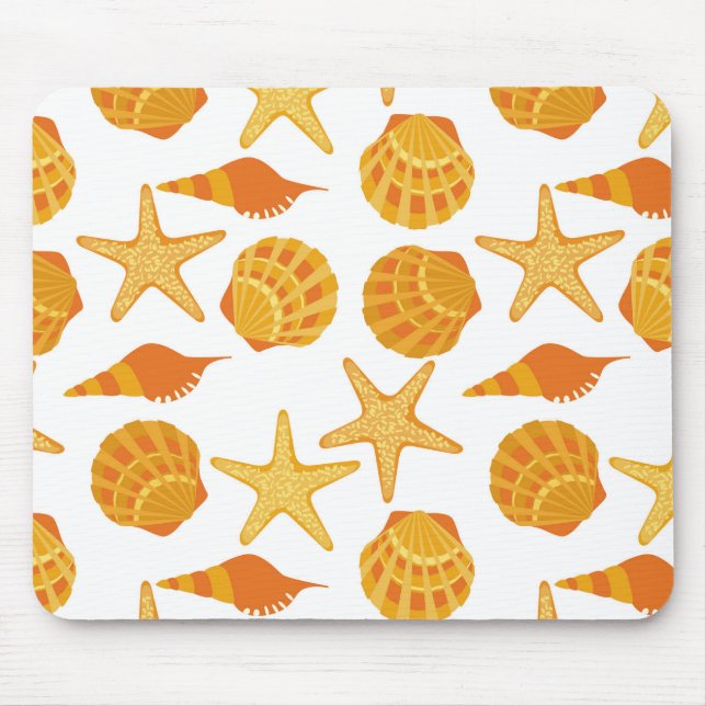 Orange Beach Shell Pattern Mouse Pad (Front)