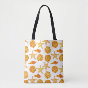 Orange Beach Shell Pattern Tote Bag