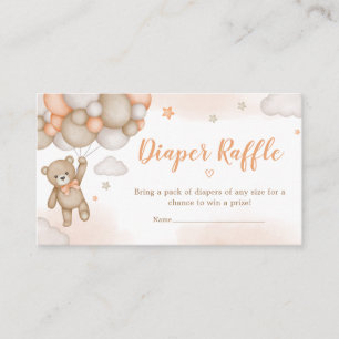 Orange Bear Balloons Baby Shower Diaper Raffle Enclosure Card