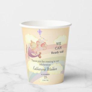 orange bear cute AIRPLANE clouds rainbow pastel Paper Cups