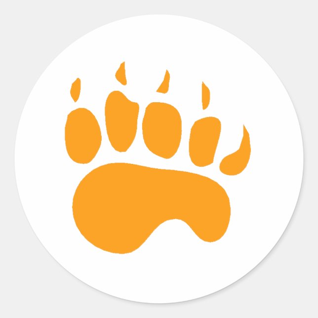 Orange Bear Paw Classic Round Sticker (Front)
