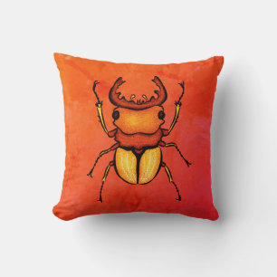 Orange Beetle Fun - Insect Lover Delight Cushion