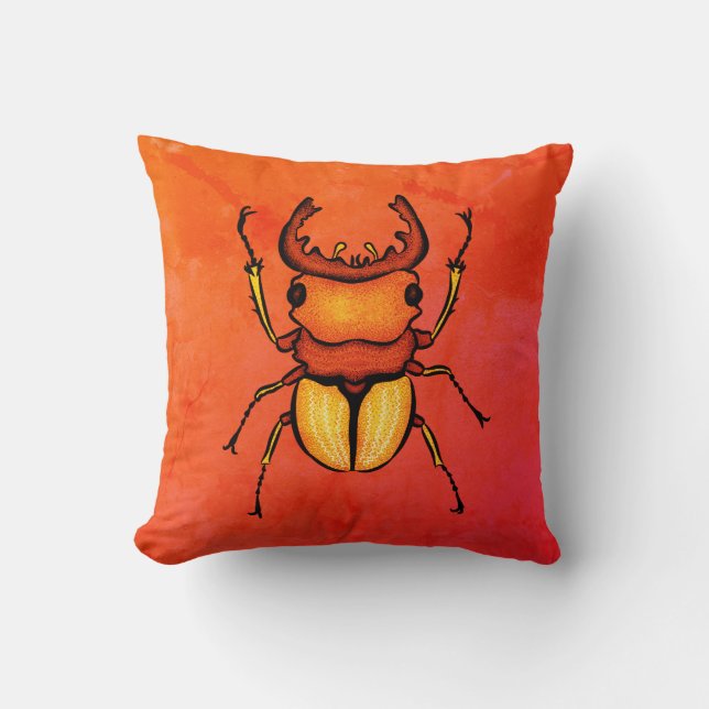 Orange Beetle Fun - Insect Lover Delight Cushion (Front)